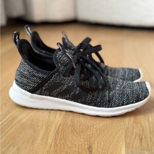 Adidas black and white cloudfoam sneakers